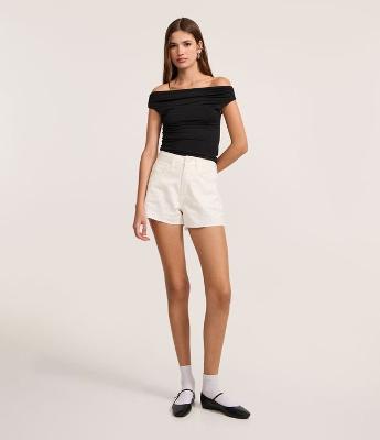 Short Mom em Sarja com Brilhos
