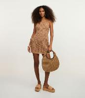 Saída de Praia Vestido Curto com Ponto Vazado e Fio Metalizado - 2