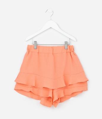 Saia Infantil Curta em Airflow com Babados - Tam 7 a 14 Anos