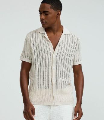 Camisa Regular com Textura Retilínea