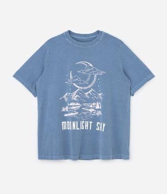 Camiseta Alongada em Algodão com Estampa Moonlight Sky Curve & Plus Size