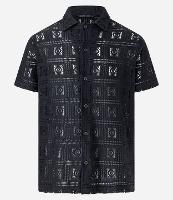 Camisa em Tricô com Quadros de Efeito Crochê - 1