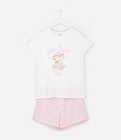 Pijama Curto Infantil com Estampa de Flores e Capivara - Tam 5 a 16 anos - 1