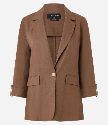 Blazer Alongado em Viscolinho com Botões Metalizados