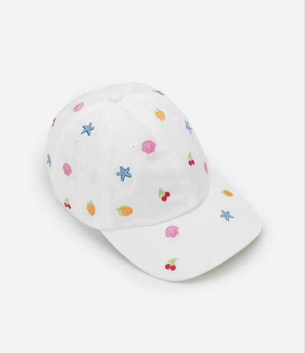 Boné Infantil Aba Curva com Bordado Ícones de Praia- Tam U - 1