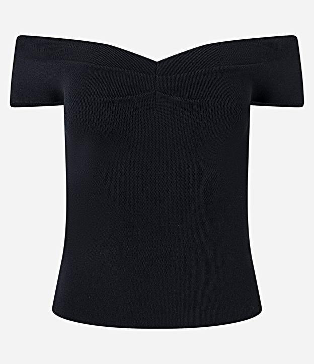 Blusa Ombro a Ombro em Tricô com Franzido no Busto - 1