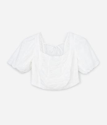 Blusa Cropped em Laise com Aviamentos Curve & Plus Size