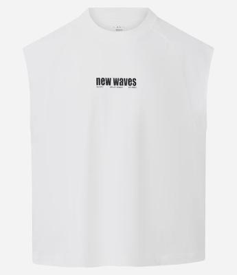 Regata Boxy em Meia Malha com Estampa Lettering New Wave