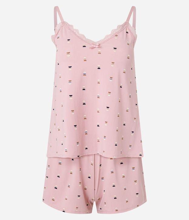 Pijama Short Doll em Microfibra Estampado de Repetição - 1