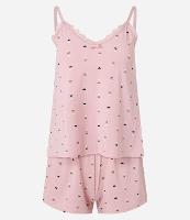 Pijama Short Doll em Microfibra Estampado de Repetição - 1
