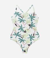 Maiô Texturizado com Estampa Tropical e Amarração nas Costas Curve & Plus Size - 1