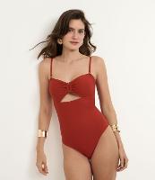 Maiô Canelado em Microfibra Texturizada com Abertura Frontal - 1