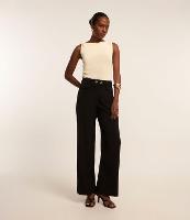 Calça Reta em Alfaiataria Com Cós Transpassado e Pregas - 1