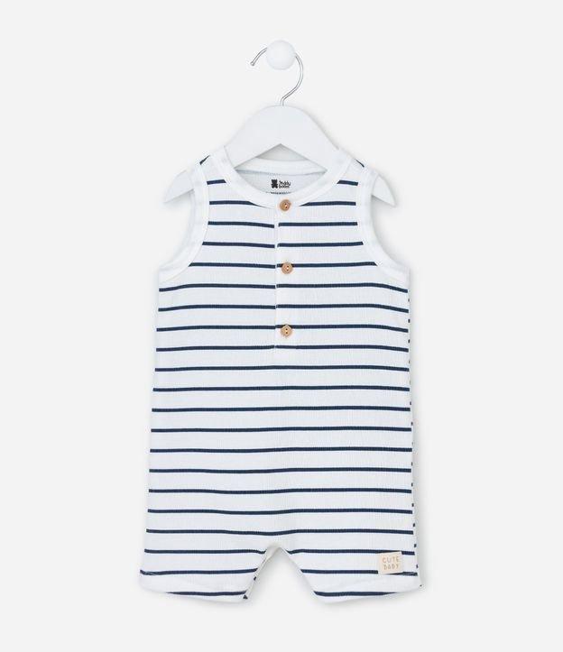 Macaquinho Infantil com Estampa de Listras - Tam 0 a 18 Meses - 1