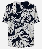 Blusa em Airflow com Gola Redonda e Estampa Folhagem - 1