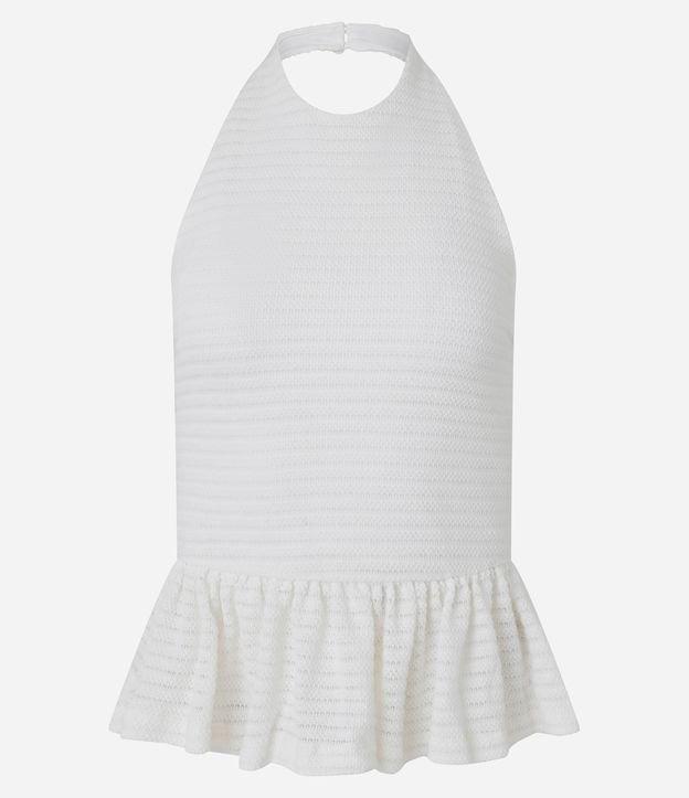 Blusa Peplum Frente Única em Piquet com Texturas - 1