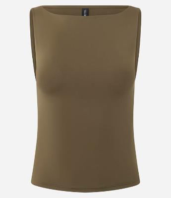 Blusa Sem Manga em Microfibra com Decote Canoa