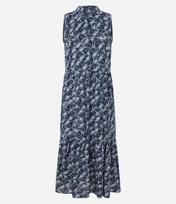 Vestido Evasê Longo em Viscose com Estampa Conchas