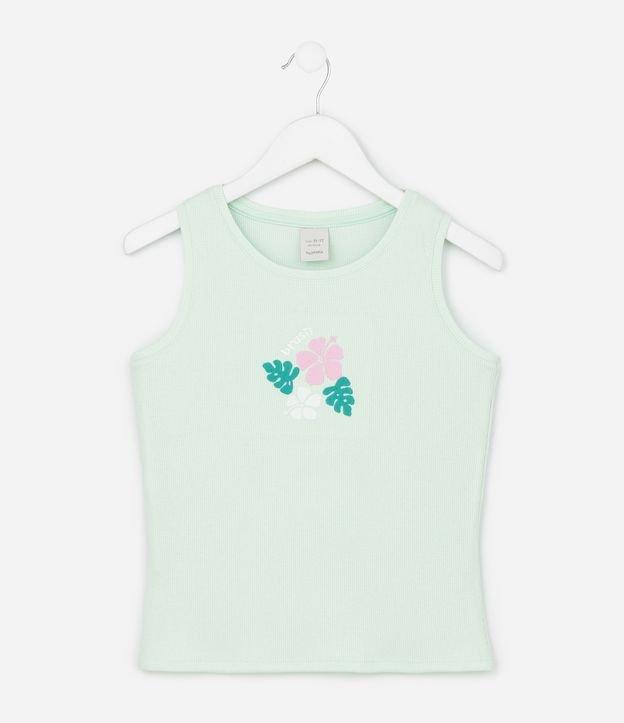 Regata Infantil em Ribana com Bordado Floral - Tam 5 a 14 Anos - 1