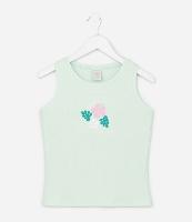 Regata Infantil em Ribana com Bordado Floral - Tam 5 a 14 Anos - 1