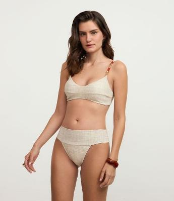 Biquíni Calcinha Pala Larga em Microfibra com Textura Linho