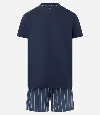 Pijama Curto em Algodão com Listras Contrastantes