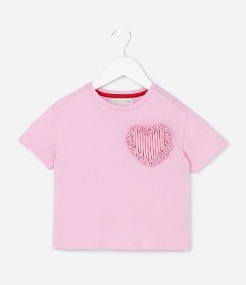 Blusa Infantil com Coração Aplicado - Tam 1 a 6 Anos