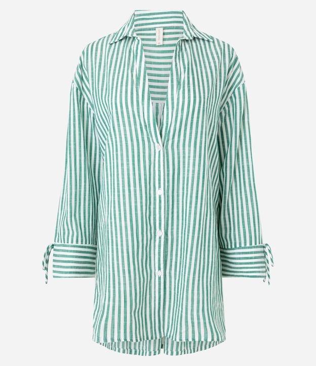 Saída de Praia Chemise em Voil com Listras Fio Tinto - 1