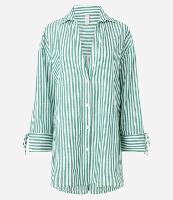 Saída de Praia Chemise em Voil com Listras Fio Tinto - 1