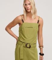 Blusa em Piquet com Alça Fina com Aviamento de Esferas - 1