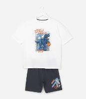 Pijama Infantil Curto com Estampa de Dinossauro - Tam 5 a 14 Anos - 1