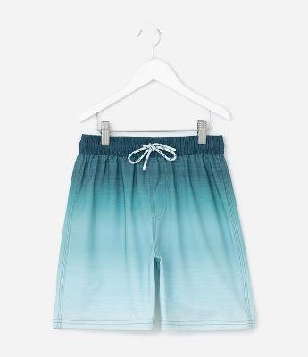 Bermuda Infantil de Banho em Microfibra com Estampa Degradê - Tam 5 a 14 Anos