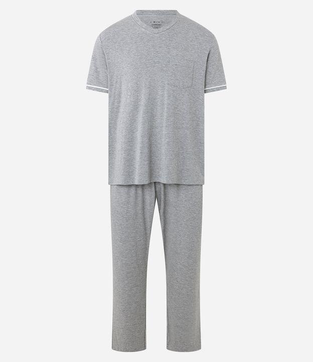 Pijama Comfort em Viscose com Fundo Mescla - 1