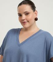 Blusa Básica em Ribana Gola V Curve & Plus Size - 1
