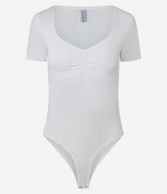 Body em Microfibra com Franzido no Busto