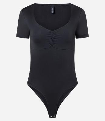 Body em Microfibra com Franzido no Busto