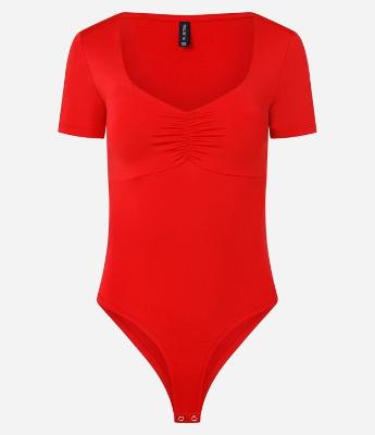 Body em Microfibra com Franzido no Busto