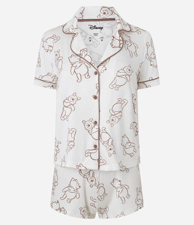 Pijama Short Doll Americano em Viscose com Estampa Ursinho Pooh - 1