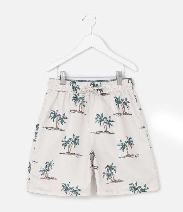 Bermuda Infantil de Banho com Estampa de Palmeiras  Mini Ícones - Tam 5 a 14 Anos - 1