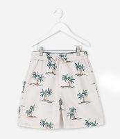 Bermuda Infantil de Banho com Estampa de Palmeiras  Mini Ícones - Tam 5 a 14 Anos - 1
