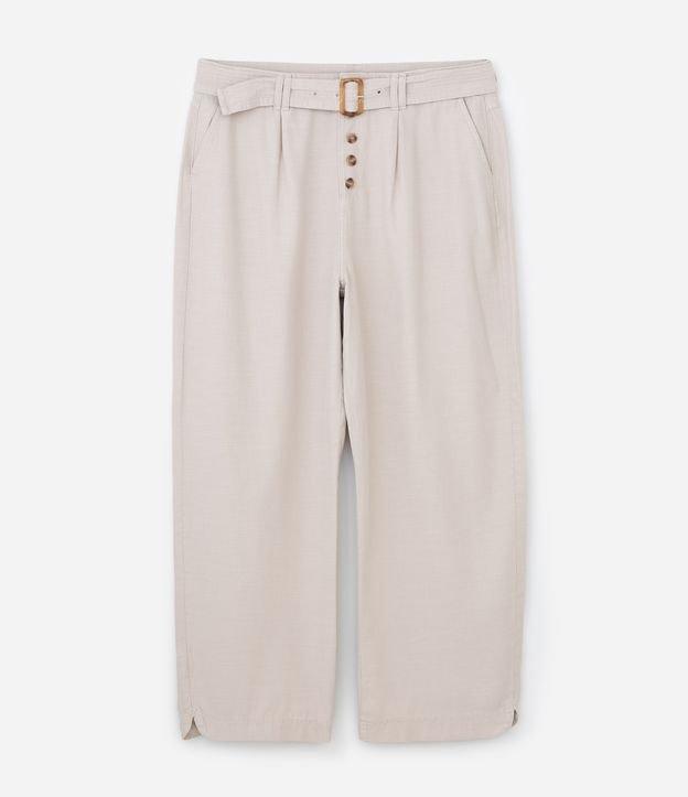 Calça Reta em Sarja com Botões e Fivela Cinto Tartaruga Curve & Plus Size - 1