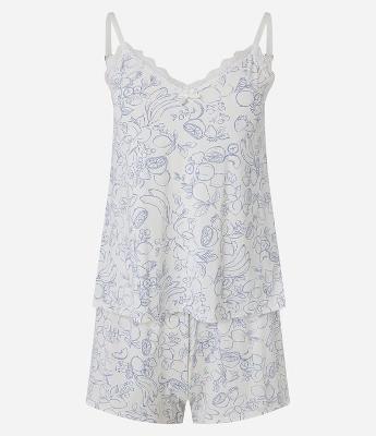 Pijama Short Doll em Microfibra com Estampa de Frutas