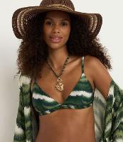 Biquíni Top Triângulo Fixo Em Microfibra Com Estampa Palmeira Real Buriti - 1