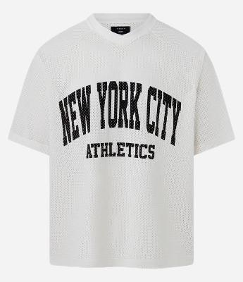 Camiseta Boxy em Mesh com Estampa Lettering New York City Athletics
