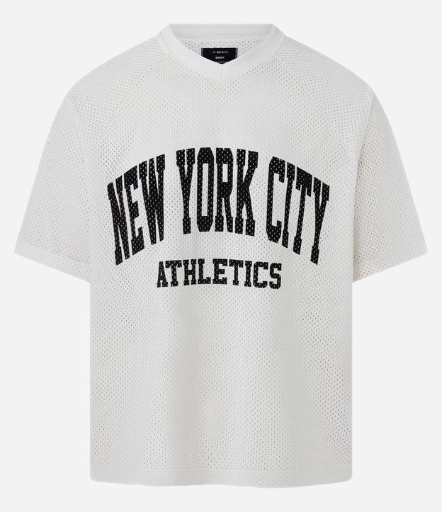Camiseta Boxy em Mesh com Estampa Lettering New York City Athletics - 1