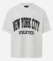 Camiseta Boxy em Mesh com Estampa Lettering New York City Athletics - 1
