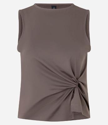 Blusa Regular em Helanca com Decote Canoa e Torção Lateral