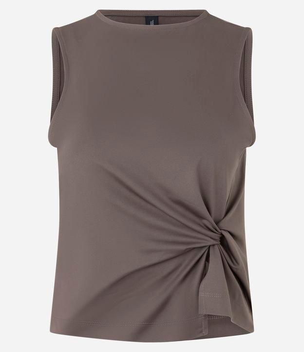 Blusa Regular em Helanca com Decote Canoa e Torção Lateral - 1