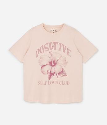 Camiseta em Algodão com Estampa Flor Hibisco Curve & Plus Size