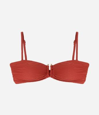 Biquíni Top Bandeau Em Microfibra Texturizada Com Aviamento